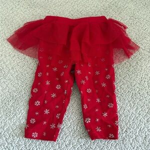 Carter’s Baby Girls Tutu Red Pants 6 Months Snowflake Winter Holiday Christmas